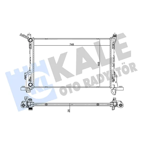 SU RADYATORU BRAZING 26mm RENAULT TRAFIC III (JG_) 1.6 DCI M-T w- 115PS 2014-748×468X26mm