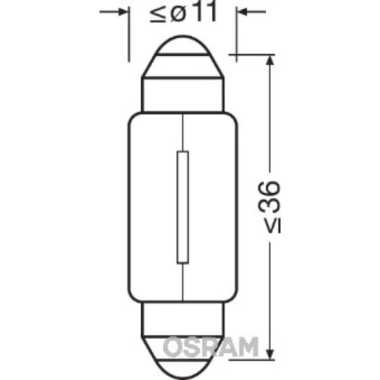 OSRAM SOFİT AMPÜL 12V C5W SOFİT 36MM 6418 (WATT 5 WATT VOLT 12VOLT)