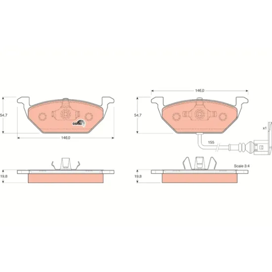 ON FREN BALATASI-KABLOLU- (VW GOLF 98-06 POLO 02-05 AUDI A3 97-03 SEAT LEON 00-06 SKODA OCTAVIA 97-11)