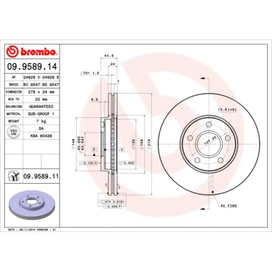 ON FREN DISK AYNASI CONNECT 1,8TDCI 02>13 ABSLI