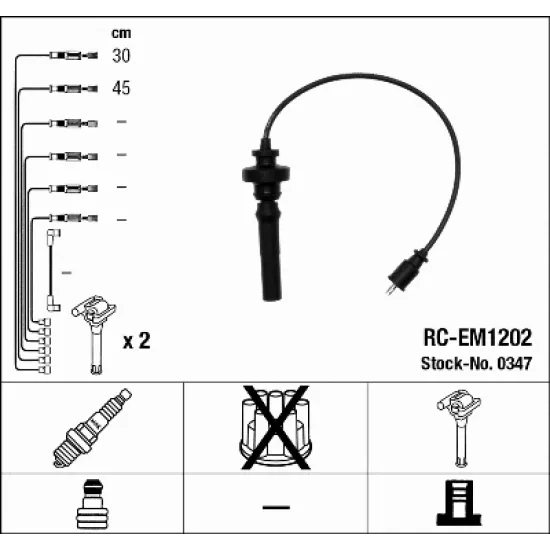 BUJI KABLOSU RC-EM1202 (MITSUBISHI LANCER 03/08 1.6 CS3A / CARISMA 00/04 / COLT 00/03 / SPACESTAR 98/04)