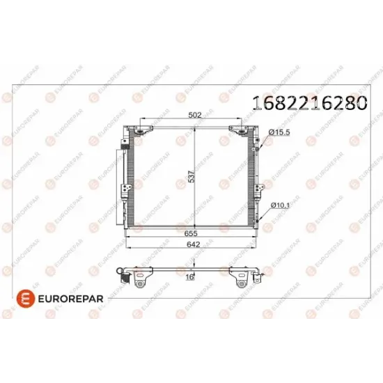 KLIMA RADYATORU KONDENSER (TOYOTA LAND CRUISER 200 4.6/4.7 V8 4.5 D4-D 07/622×537X16 )