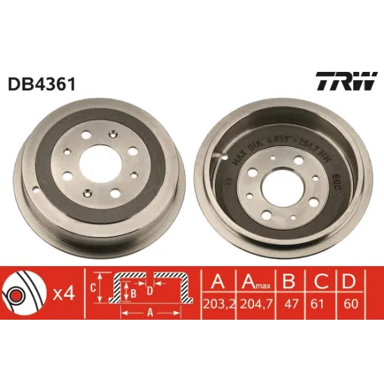 FREN KAMPANA ARKA 203.2-4 FIAT GRANDE PUNTO 05 OPEL CORSA D ADAM 14-18