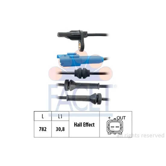 ABS KABLOSU SENSORU ARKA 1007 C2 C3 C3 II C3 PLURIEL BOY 720MM